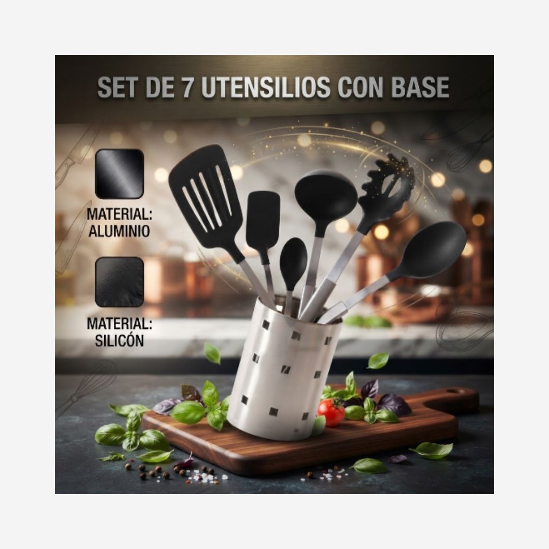 Set de 7 Utensilios con Base
