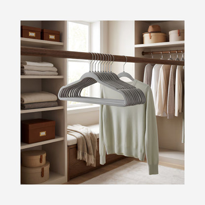 Set de 10 Ganchos de Terciopelo Gris