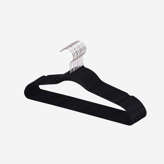 Set de 10 Ganchos de Terciopelo Negros Good & Good| Antideslizantes para Ropa