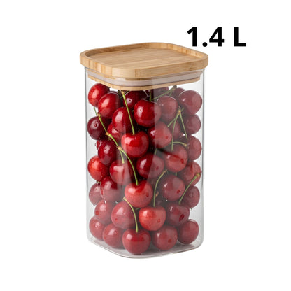 Frasco de Vidrio 1.4 Litros con Tapa de Bambú | Cocina Good & Good