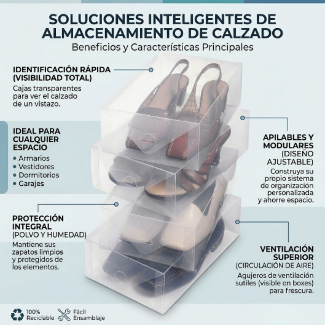 Set 4 cajas organizadoras para zapatos de dama