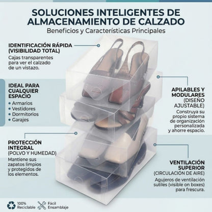 Set 4 cajas organizadoras para zapatos de dama