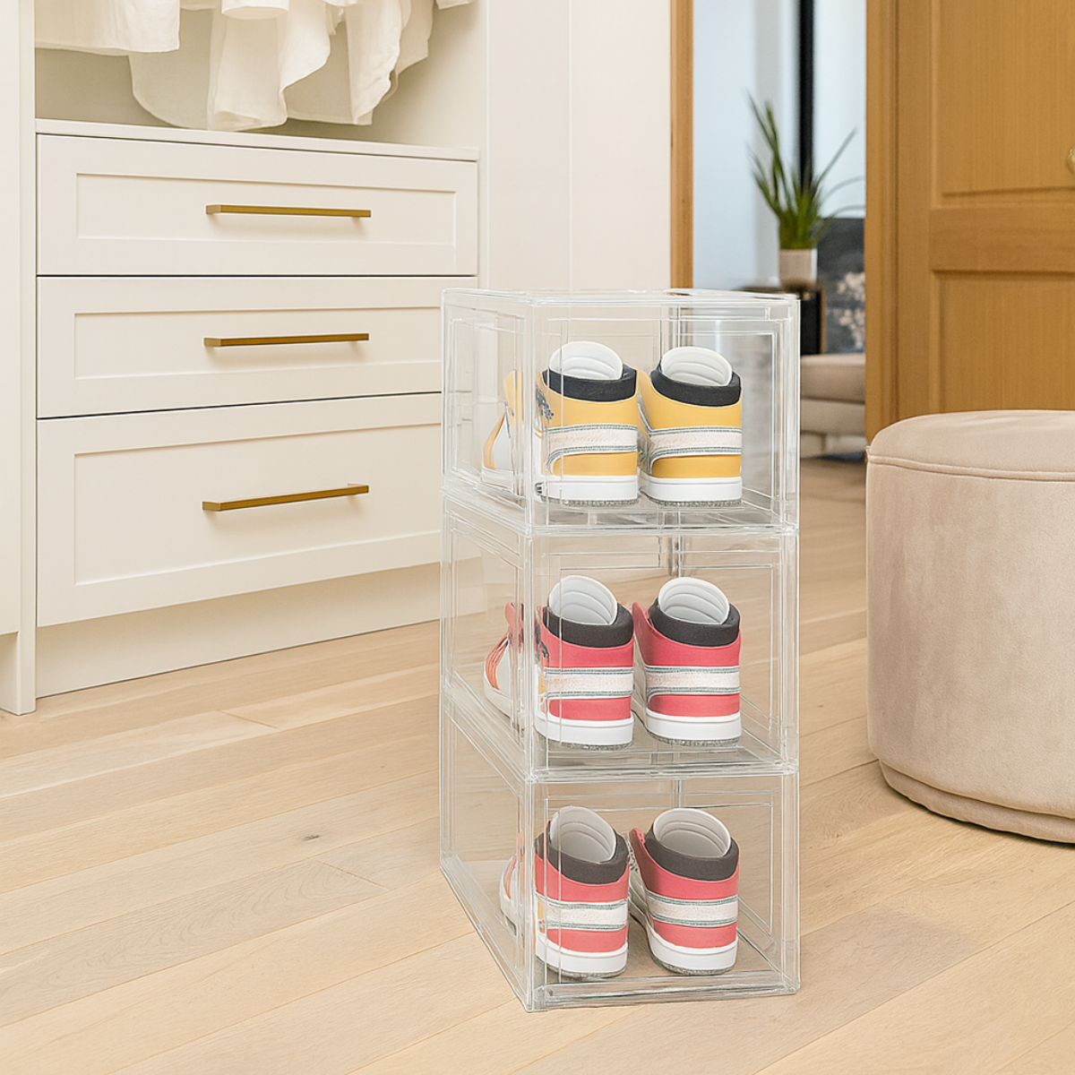 Set 2 cajas organizadoras de zapatos con puerta
