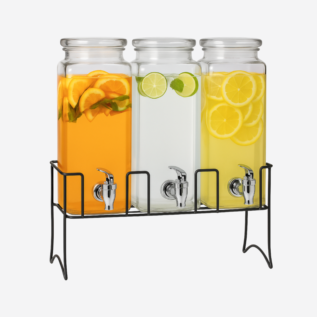 Set De 3 Dispensadores Para Bebidas Con Base De 2.3 L C/u Negro