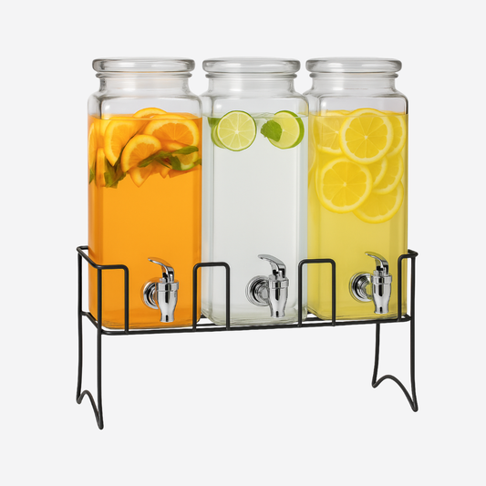 Set De 3 Dispensadores Para Bebidas Con Base De 2.3 L C/u Negro