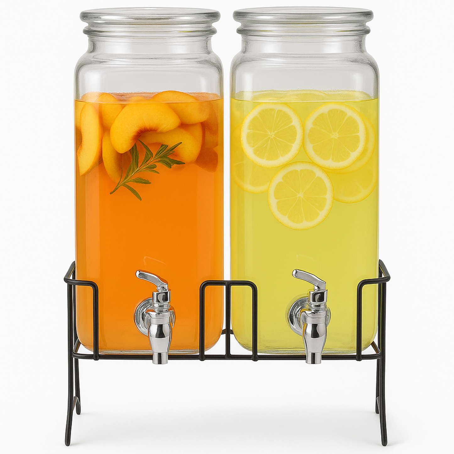 Set De 2 Dispensadores Para Bebidas Con Base De 2.3 L C/u Transparente