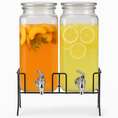 Set De 2 Dispensadores Para Bebidas Con Base De 2.3 L C/u Transparente