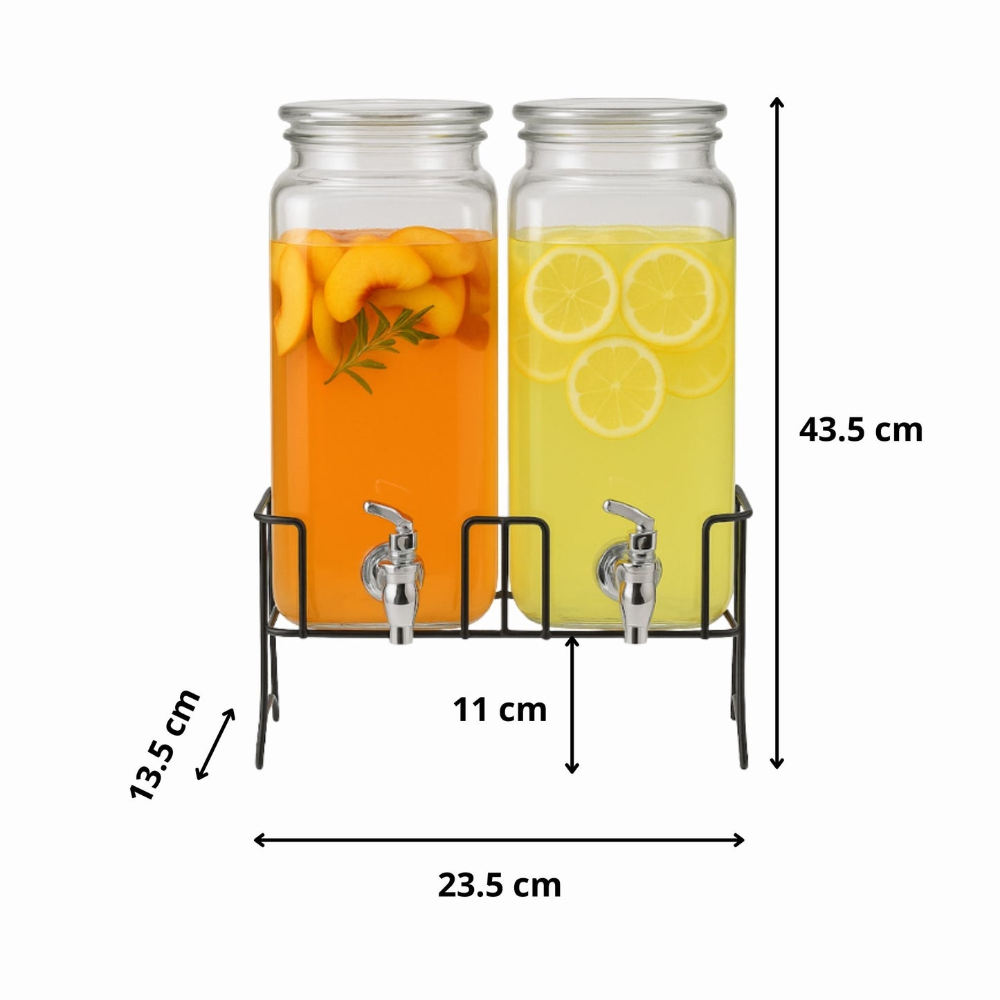 Set De 2 Dispensadores Para Bebidas Con Base De 2.3 L C/u Transparente