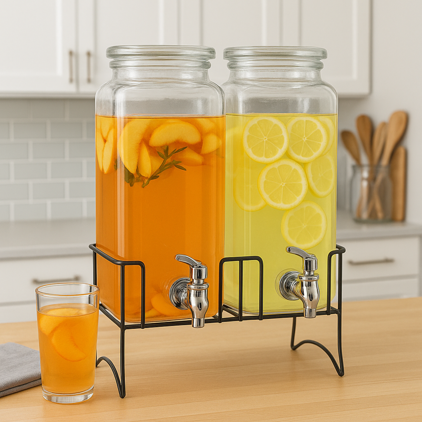 Set De 2 Dispensadores Para Bebidas Con Base De 2.3 L C/u Transparente