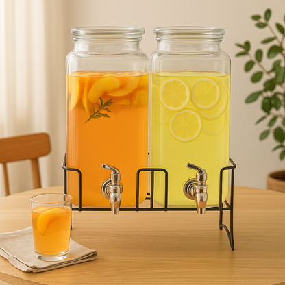 Set De 2 Dispensadores Para Bebidas Con Base De 2.3 L C/u Transparente