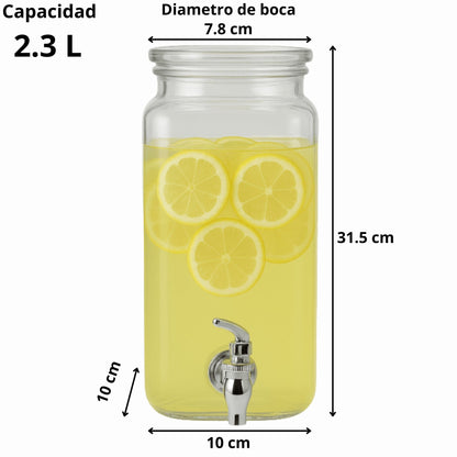 Set De 2 Dispensadores Para Bebidas Con Base De 2.3 L C/u Transparente