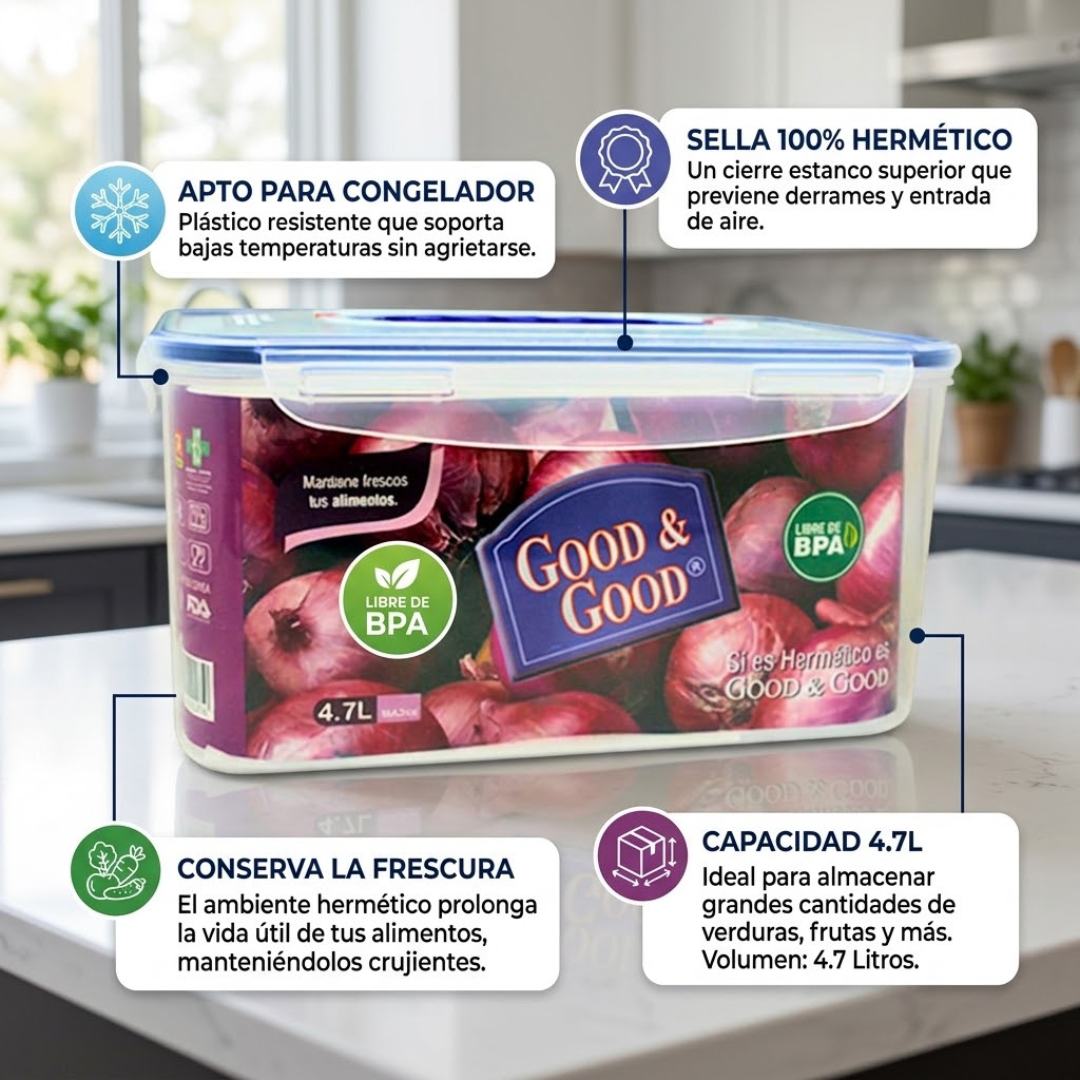 Recipiente Hermético de Plástico 4.7L Libre de BPA | Good & Good