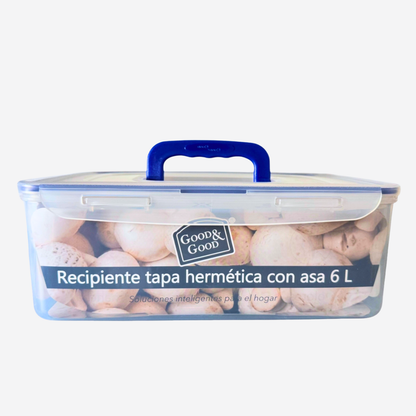 Recipiente con tapa hermética con asas 6L