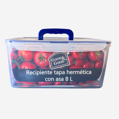 Recipiente con tapa hermética con asa