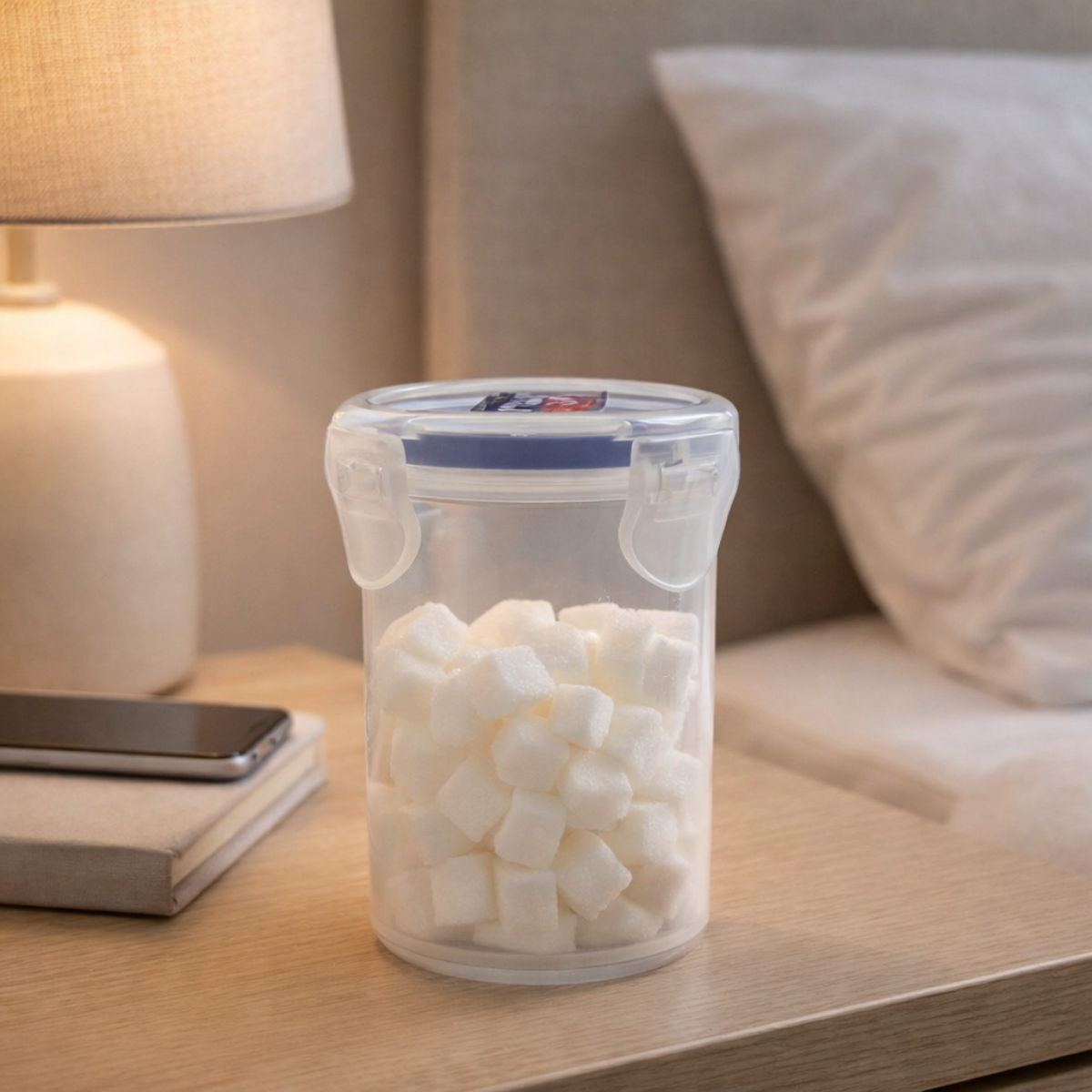 Frasco Hermético Cilíndrico de Plástico Good & Good| Contenedor Vertical Transparente para Alimentos, Dulces y Semillas con Tapa de Clips y Sello de Silicona