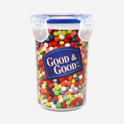 Frasco Hermético Cilíndrico de Plástico Good & Good| Contenedor Vertical Transparente para Alimentos, Dulces y Semillas con Tapa de Clips y Sello de Silicona