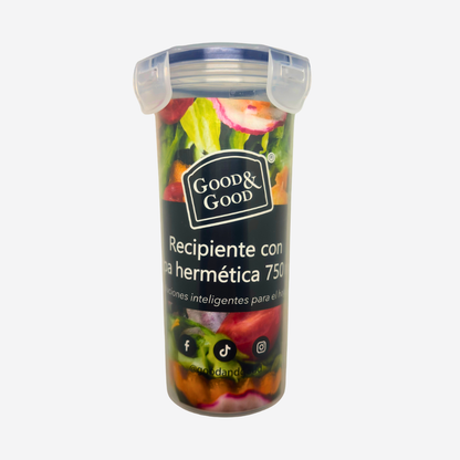 Recipiente con tapa hermética en forma de cilindro 750ml