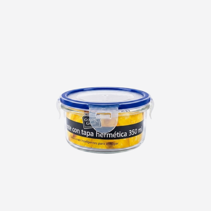 Recipiente Hermético Redondo de Plástico 350 ml Good & Good con Tapa de Broches