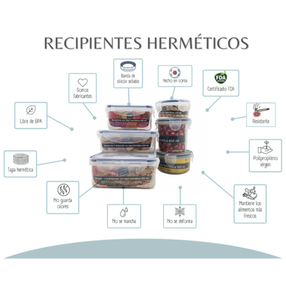 Set de 6 Contenedores Herméticos con Divisiones | Good & Good