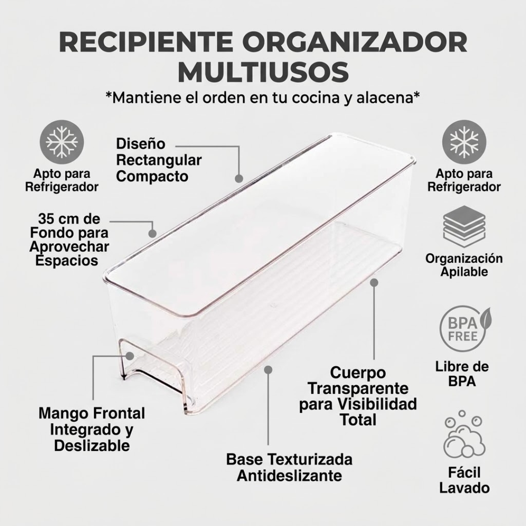 Caja Organizadora Transparente para Refrigerador 35 cm | Good & Good