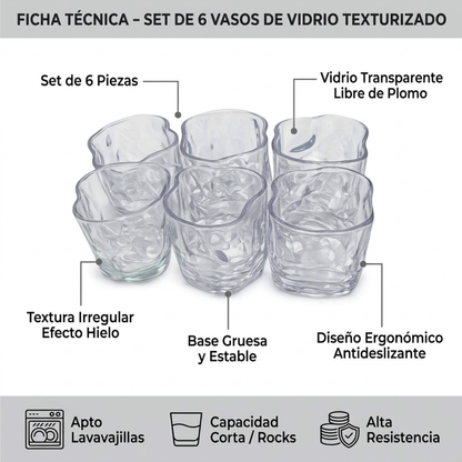 Set de 6 vasos minimalistas de vidrio | Good & Good