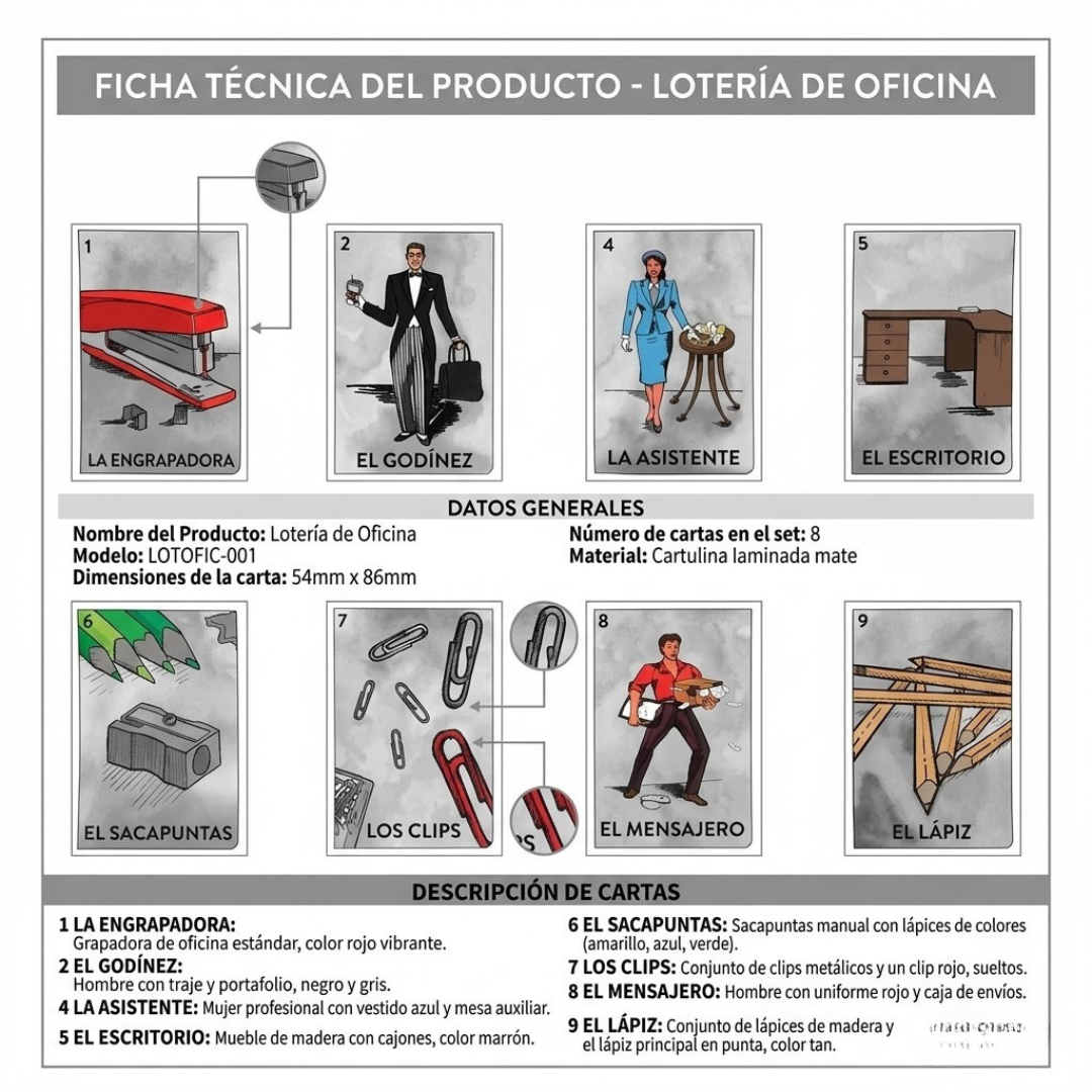 Block de Notas Lotería Oficinista 400 Hojas – Notas Adhesivas y Memorándum con Ilustraciones Tradicionales de Oficina | La Engrapadora, El Godínez, La Asistente