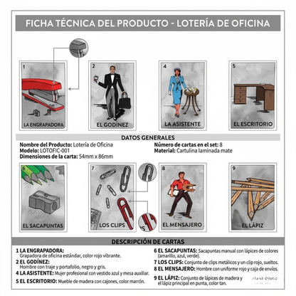 Block de Notas Lotería Oficinista 400 Hojas – Notas Adhesivas y Memorándum con Ilustraciones Tradicionales de Oficina | La Engrapadora, El Godínez, La Asistente