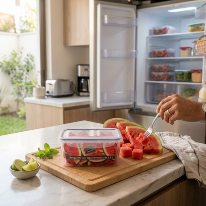 Recipiente Hermético de Plástico 1.5 L Good&Good |Contenedor Transparente para Alimentos con Tapa de Clips y Sello de Silicona