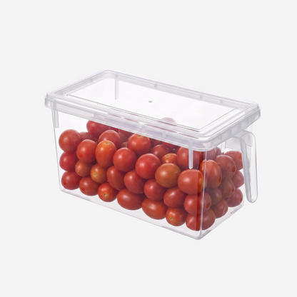 Organizador Transparente con Asa y Tapa para Refrigerador y Alacena| Good & Good