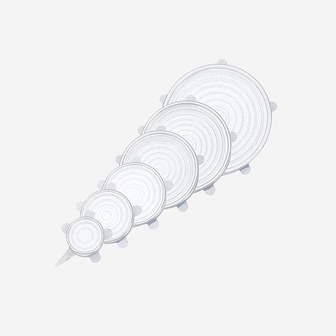 Set de 6 Tapas de Silicona Ajustables y Reutilizables | Tapas Elásticas para Tazones y Alimentos