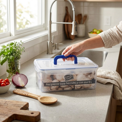 Recipiente Multiusos 6 L con Tapa Hermética y Asa Good & Good | Contenedor Transparente con Seguro