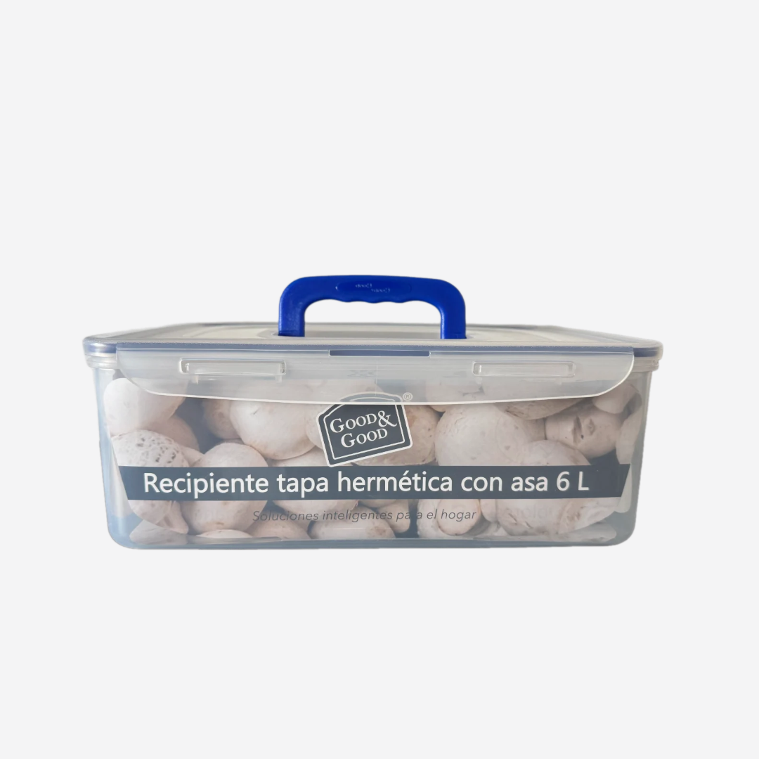 Recipiente Multiusos 6 L con Tapa Hermética y Asa Good & Good | Contenedor Transparente con Seguro