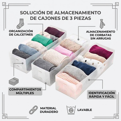 Set de 3 Organizadores Transparentes para Cajones y Ropa Interior| Good & Good