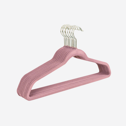 Set de 10 Ganchos de Terciopelo Rosa Antideslizantes y Ultra Delgados | Good & Good