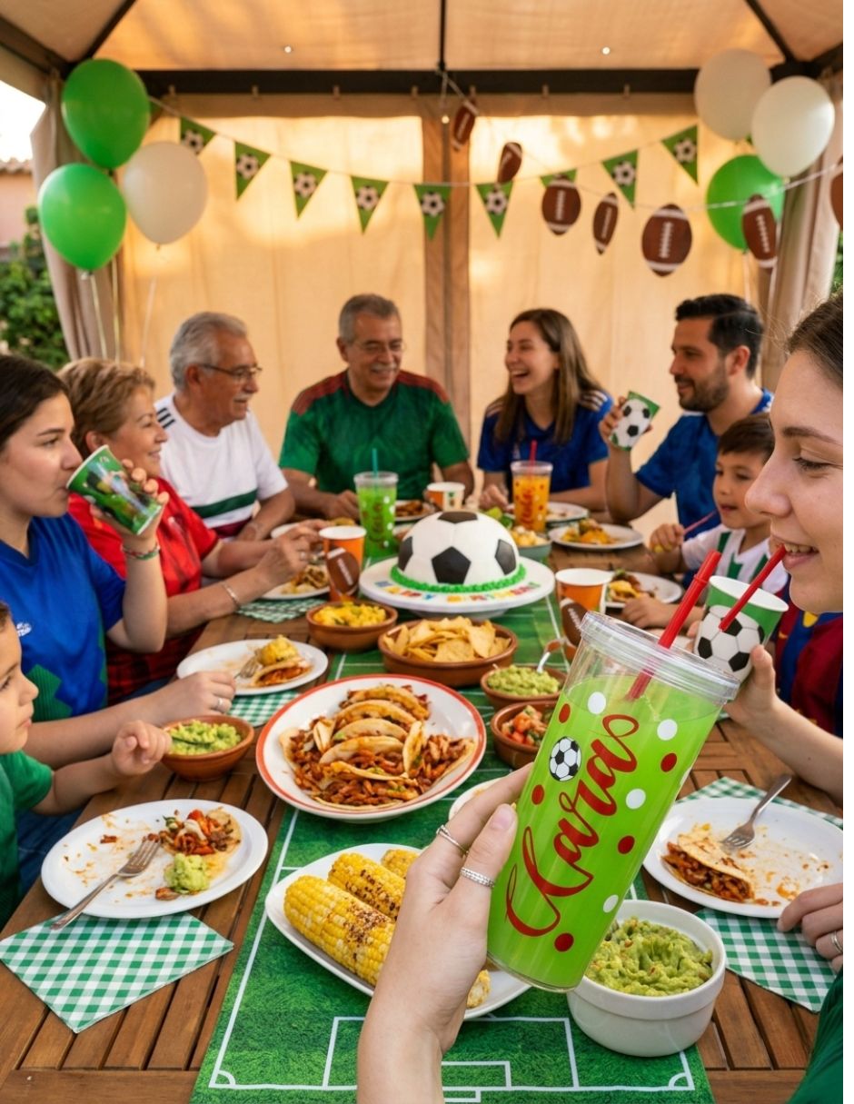 Vaso de Plástico Temático de Fútbol con Tapa y Popote (750 ml)