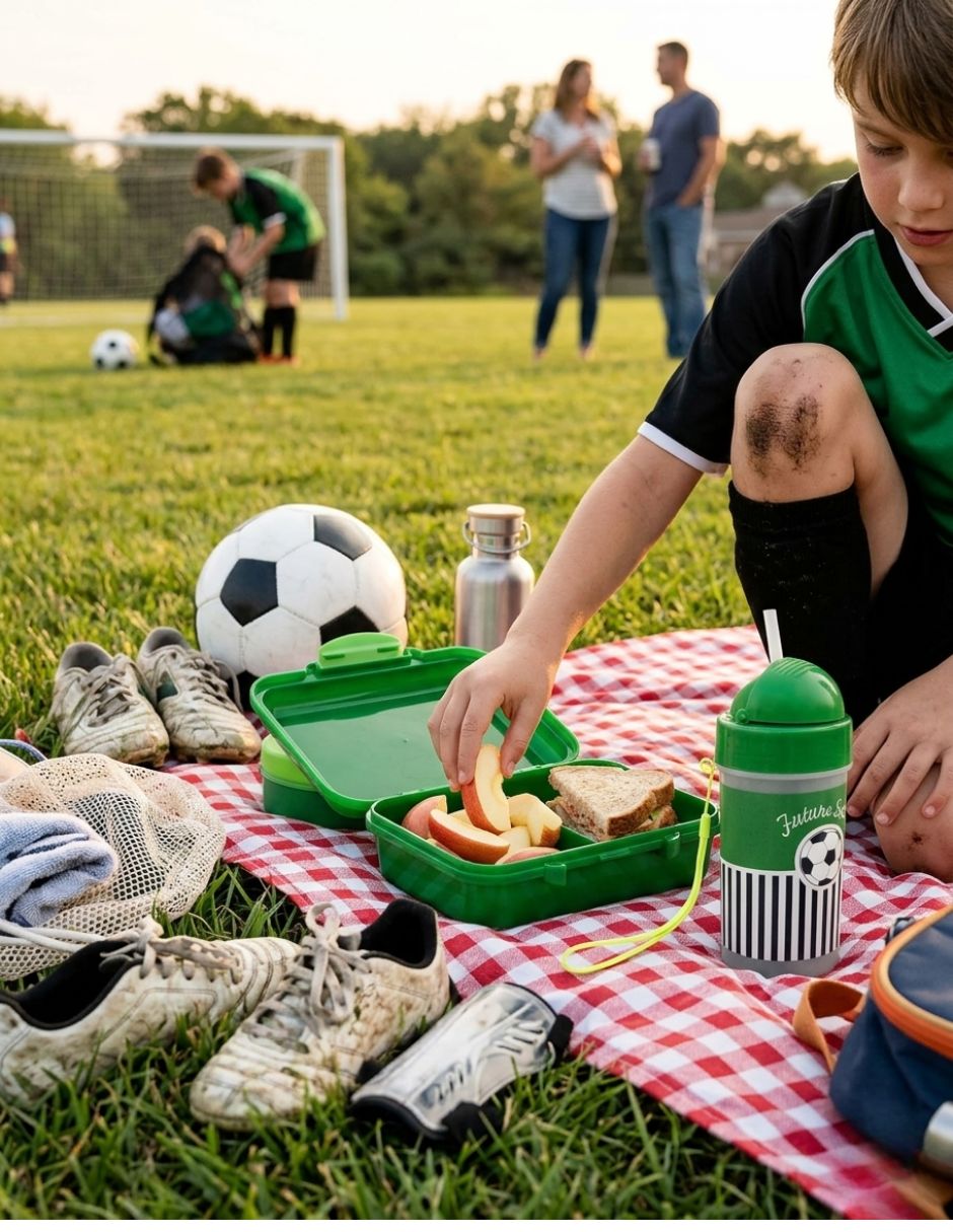 Lunch Box Infantil con Vaso Entrenador – Diseño Fútbol "Future Star"