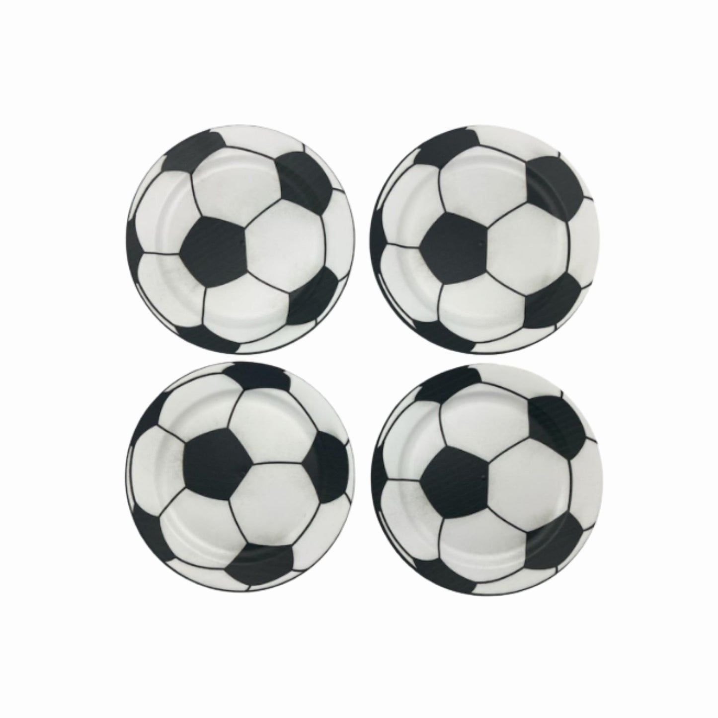 Set de 4 Platos Medianos de Plástico – Diseño Balón de Fútbol (19 cm)