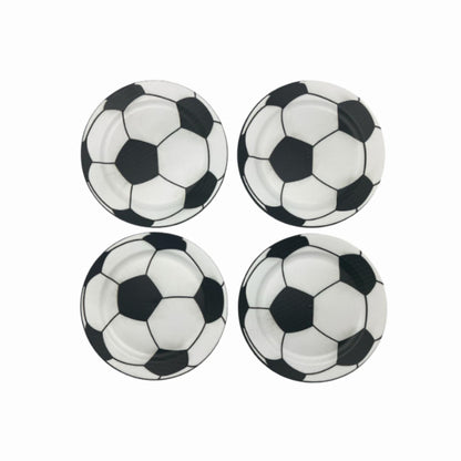 Set de 4 Platos Medianos de Plástico – Diseño Balón de Fútbol (19 cm)