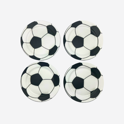Set de 4 Platos Medianos de Plástico | Diseño Balón de Fútbol (19 cm)