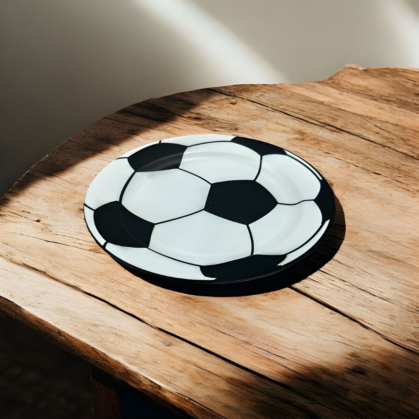Set de 4 Platos Grandes de Plástico – Diseño Balón de Fútbol (22 cm)