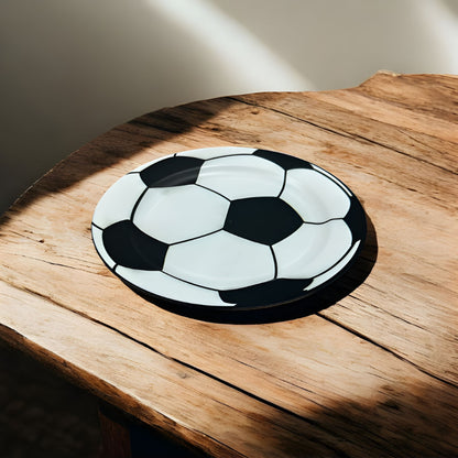 Set de 4 Platos Grandes de Plástico – Diseño Balón de Fútbol (22 cm)