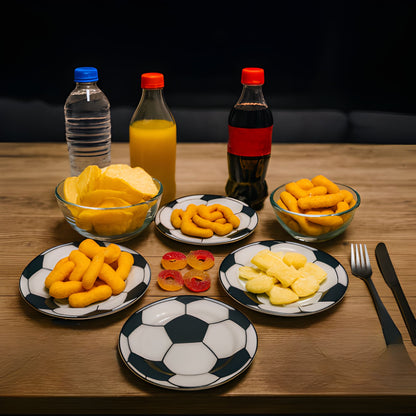 Set de 4 Platos Grandes de Plástico – Diseño Balón de Fútbol (22 cm)