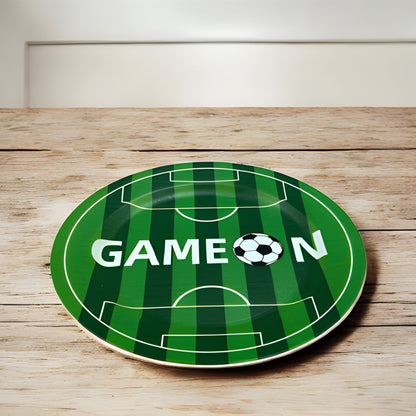 Set de 4 Platos Grandes de Plástico – Diseño Fútbol "Game On"