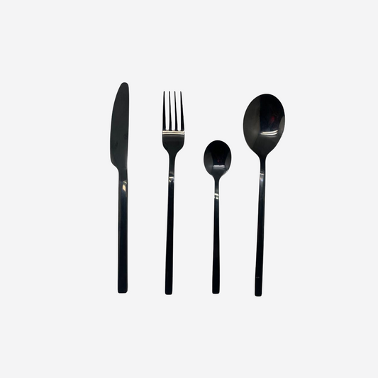 Juego de Cubiertos de Acero Inoxidable Negro Moderno para 4 Personas (16 Piezas)| Good & Good