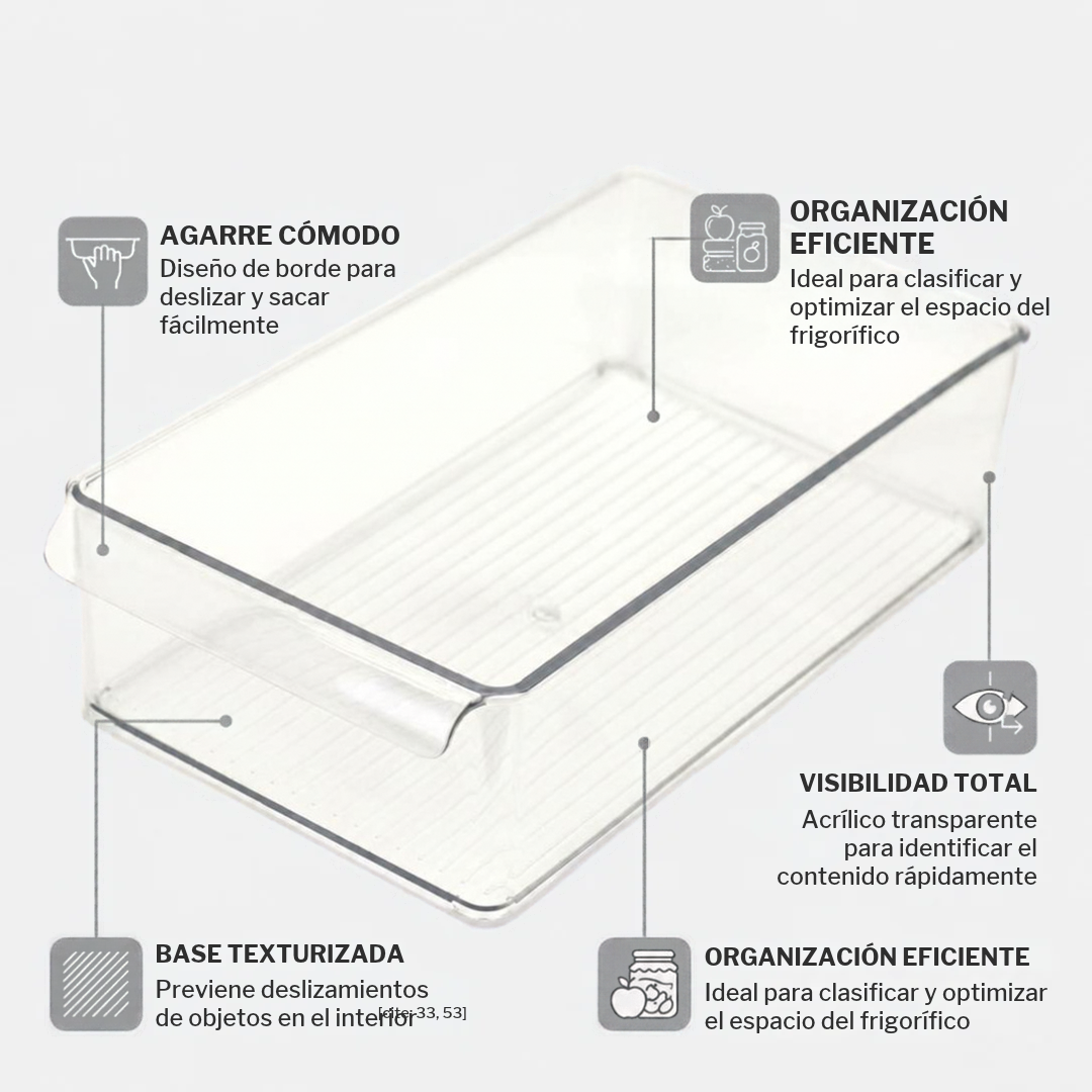 Caja Rectangular Organizadora Multiuso Transparente con Manija Integrada| Good & Good