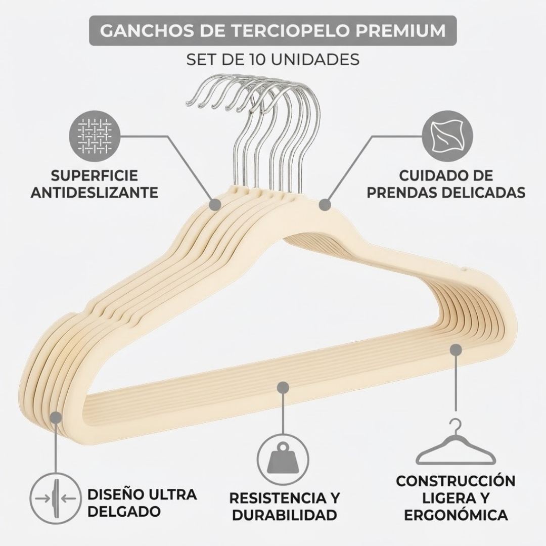 Set de 10 Ganchos de Terciopelo
