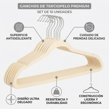 Set de 10 Ganchos de Terciopelo