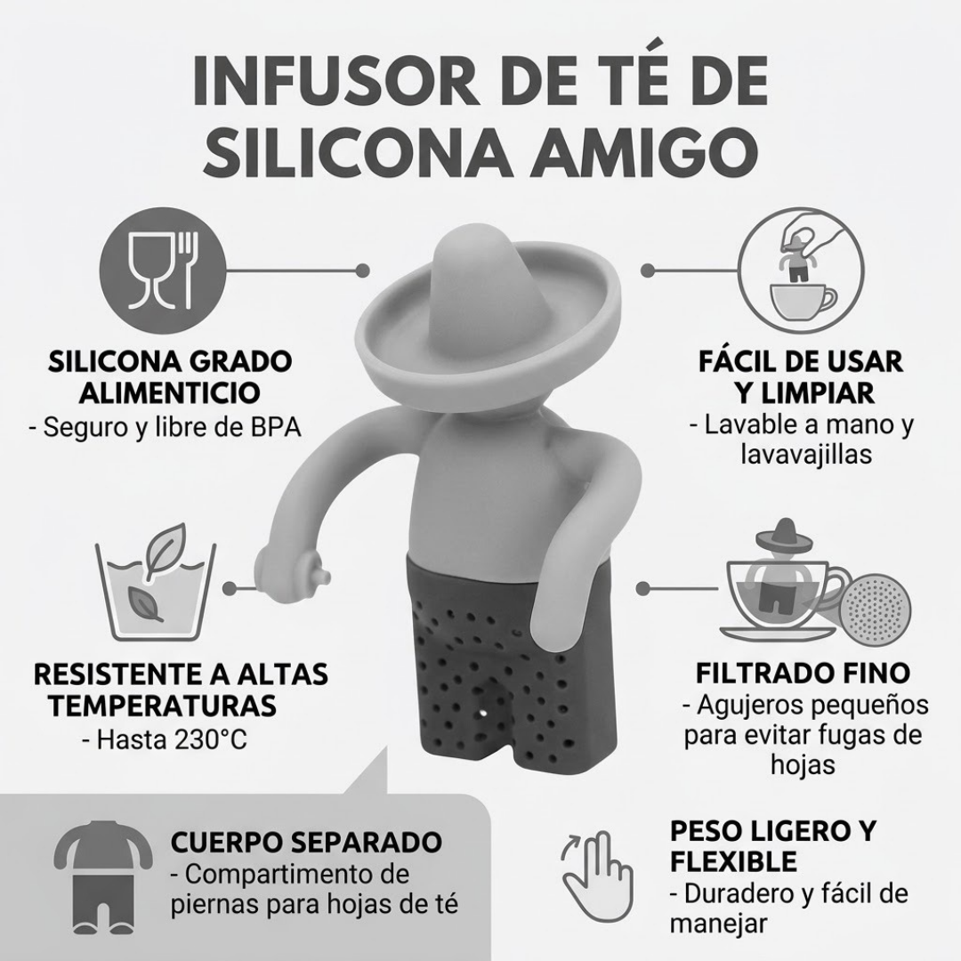 Infusor de Té "Borracho-te" de Silicona con Sombrero | Filtro Divertido para Té Imagine-Nation