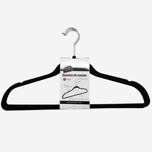 Set de 5 Ganchos de Caucho Antideslizantes Good & Good con Gancho Giratorio 360°| Color Negro