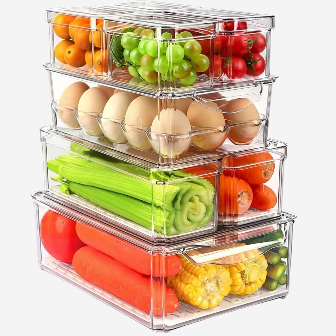Juego de 8 organizadores transparentes para refrigerador